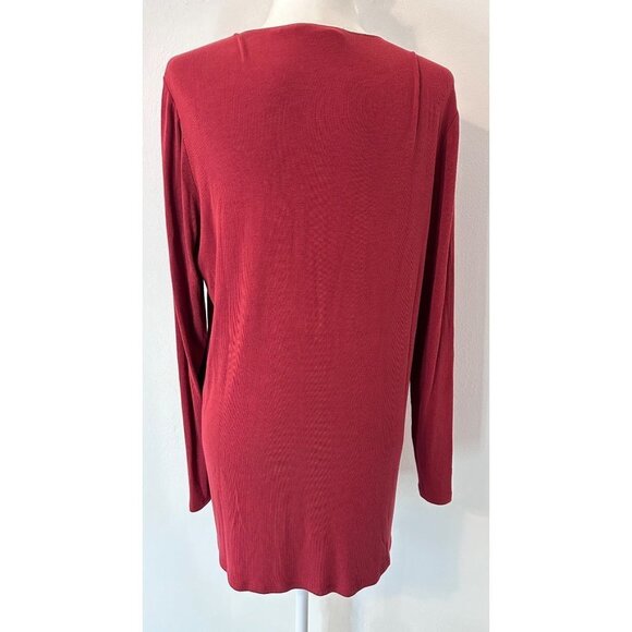 Soft Surroundings Alix Tunic Top Size Medium Rust V-Neck Mix Media Overlay - Picture 4 of 8